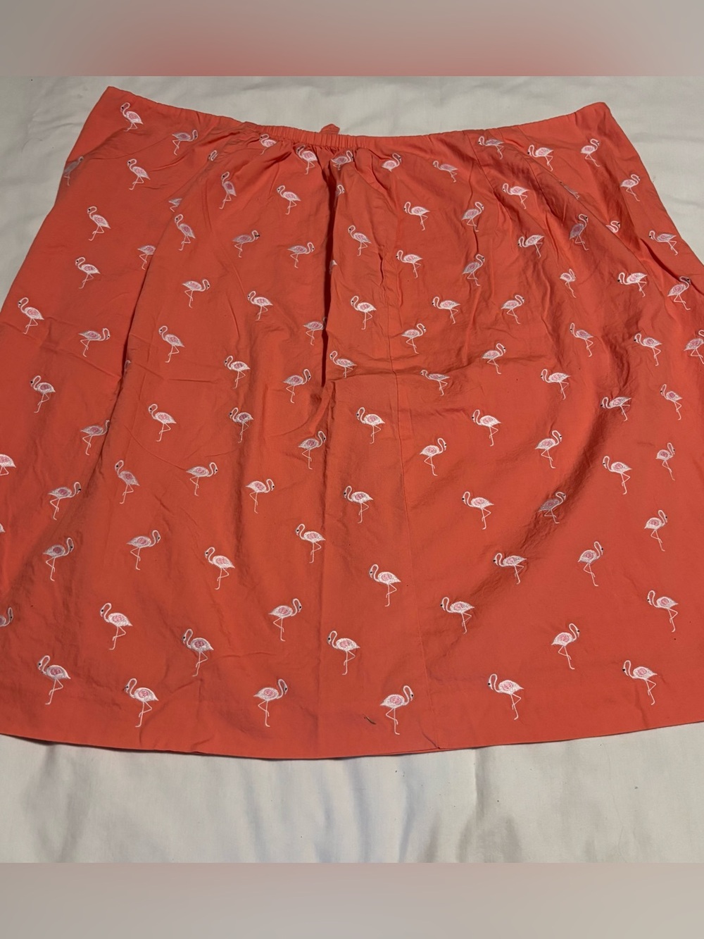 Talbots ~ Women’s 22W A-Line Mini Skirt Coral Embroidered Flamingo’s